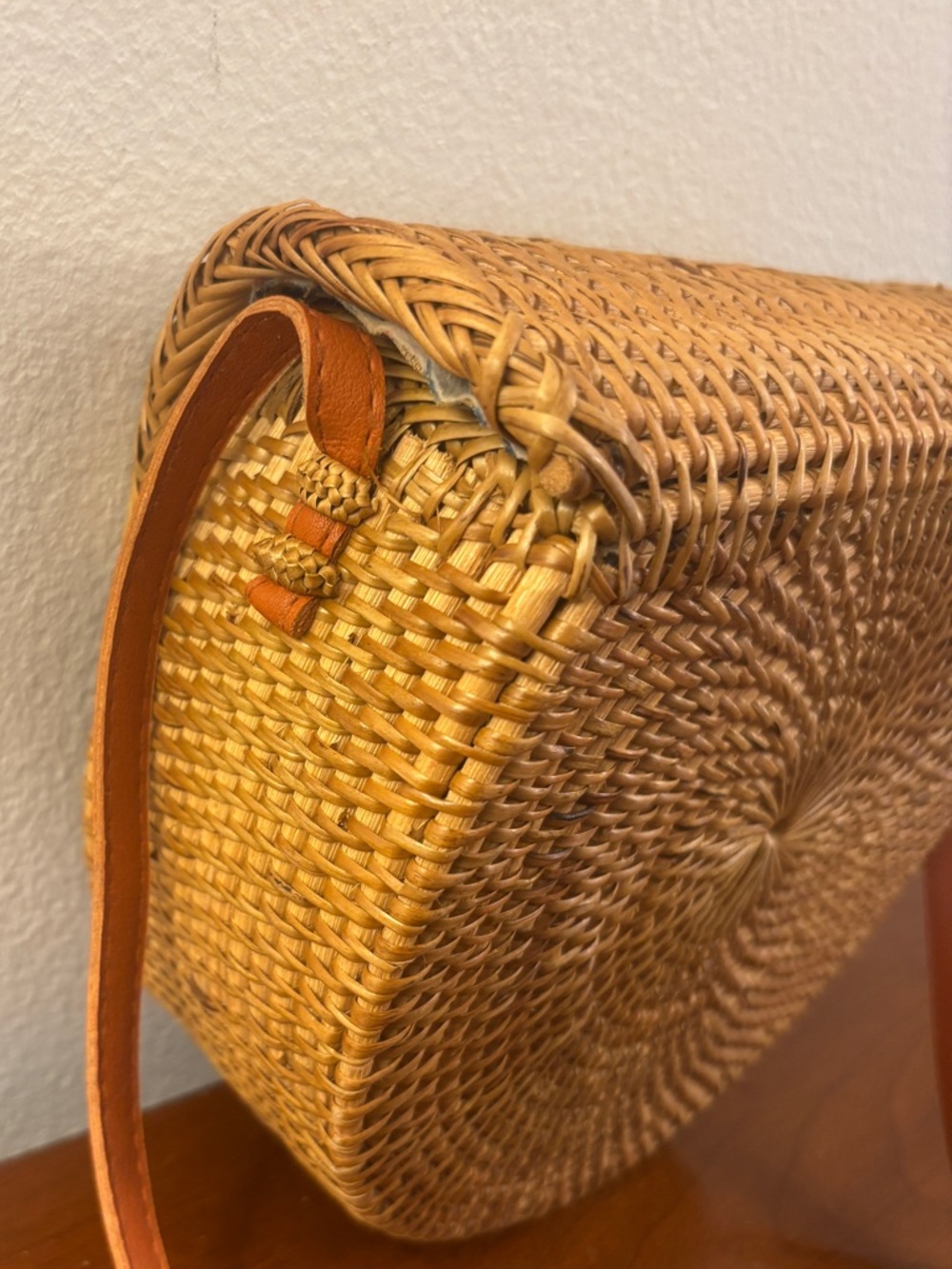 Boho Bali Rattan Crescent Shoulder Bag 100% Rattan Shell - Picture 5 of 14